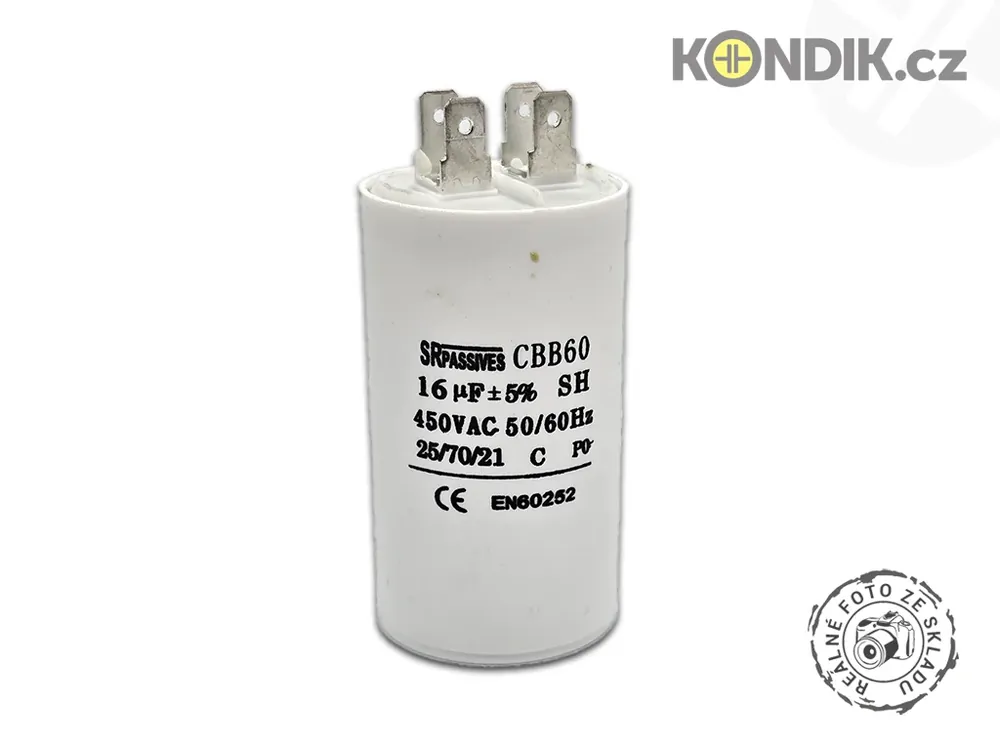 Motorový rozběhový kondenzátor 16uF 450V CBB60A - Zlevněno