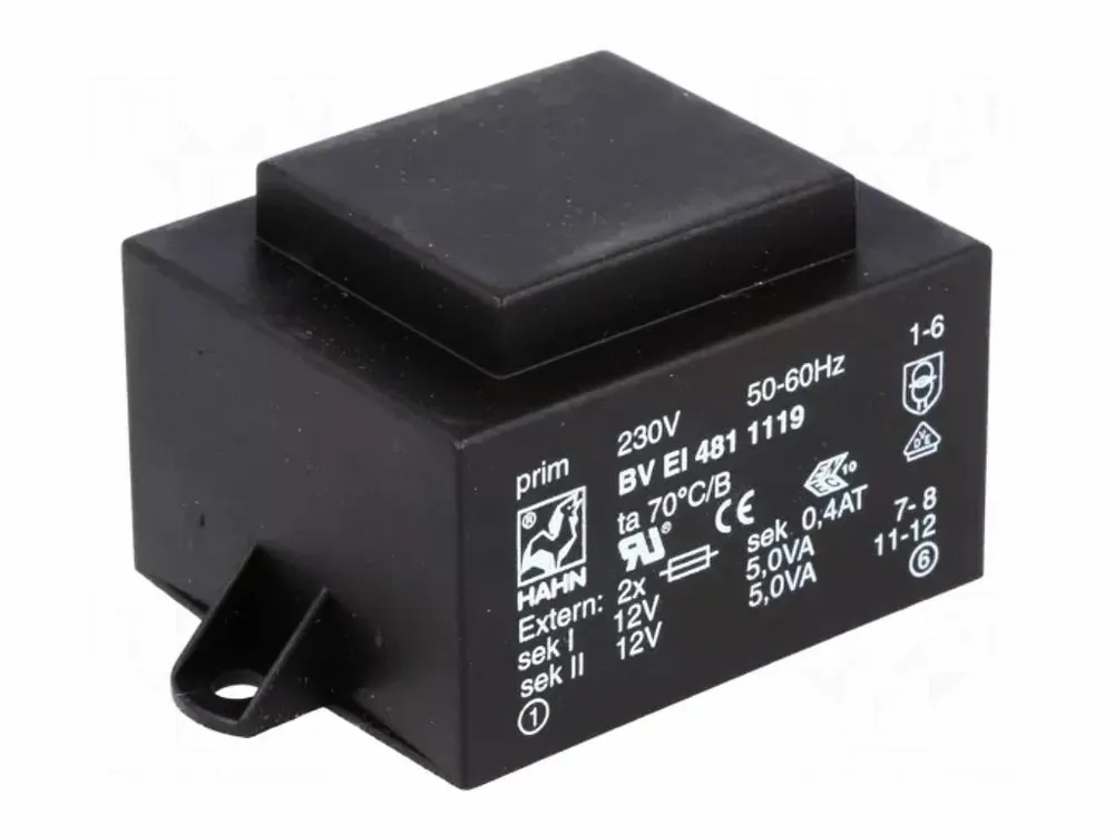 Snížená cena | Hahn BV EI 481 1119 transformátor 10VA 230V//12V+12V
