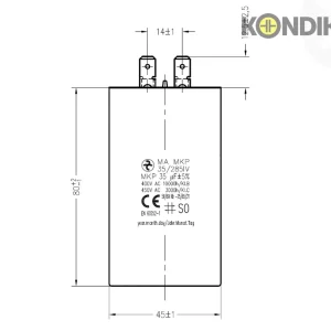 Motorový rozběhový kondenzátor 35uF 285V Hydra MA MKP | K dispozici