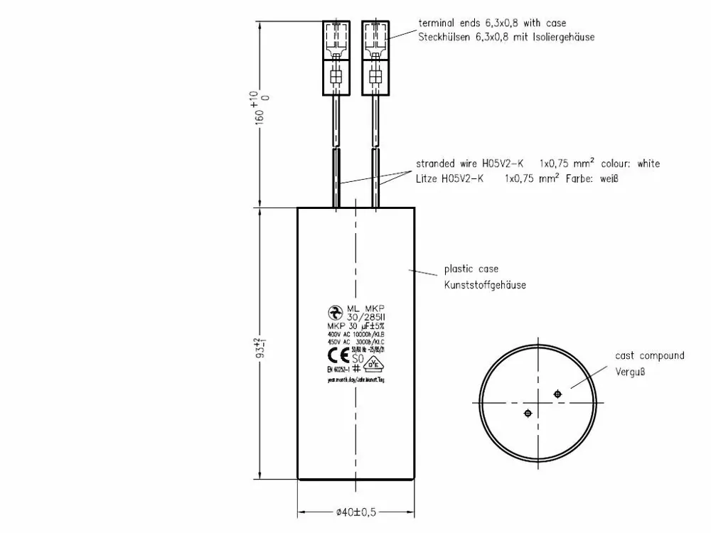 Rychlá expedice | Motorový rozběhový kondenzátor 30uF 285V Hydra ML MKP