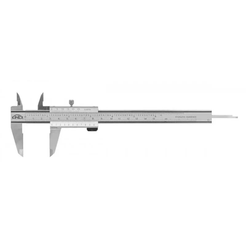 Posuvné měřítko s hloubkoměrem KINEX 200 mm, 0,02 mm, aretace šroubkem, paralelní vedení, monoblok, TOP QUALITY, DIN 86 | Sleva