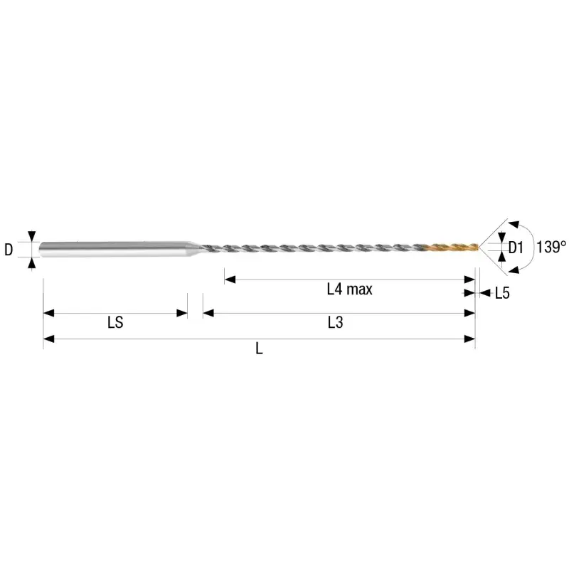 Vrták, UNI, tvrdokov, TiN, 40xD, vnitr. chlaz, 141°, KenDril Micro | Sleva