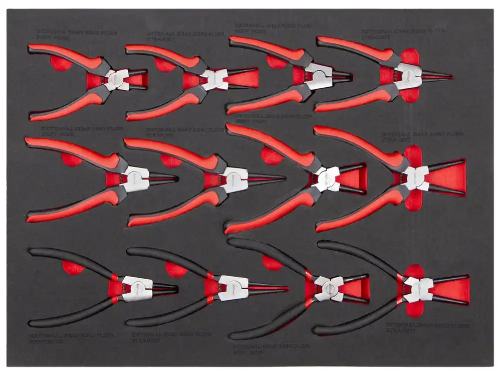 Sada kleští na pojistné kroužky v pěnové výplni, 12 ks - AH2328 - Outlet
