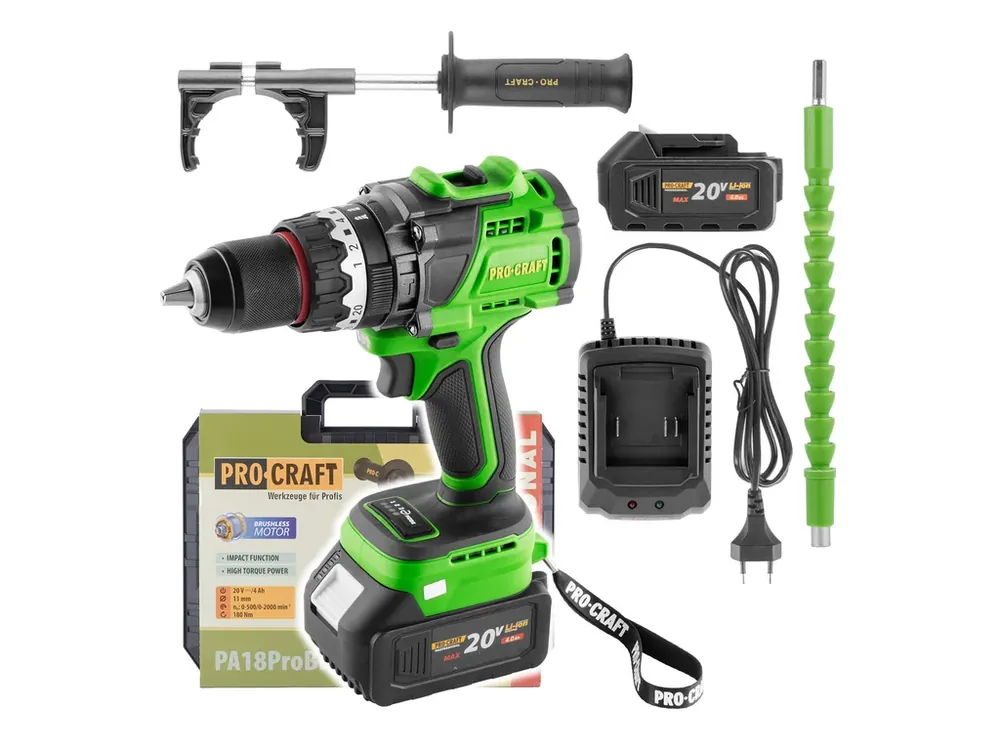 Jen pár kusů - Aku vrtací šroubovák Procraft PA18ProBL-1B-C PA18ProBL-1B-C