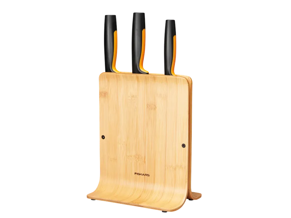Sada nožů Fiskars Functional Form v bambusovém bloku, 3 ks - 1057553 | Ušetřete více