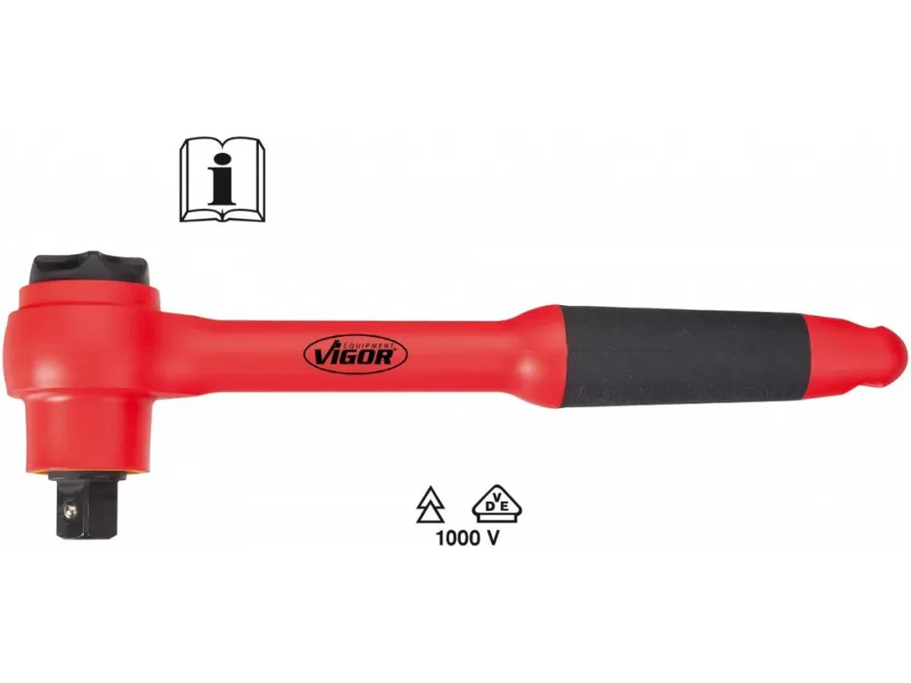 Velká sleva | Přepínací ráčna VDE, vnější čtyřhran 1/2”, 255 mm, VIGOR - V3342