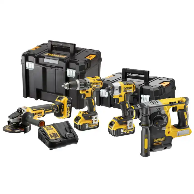 DeWalt Aku KOMBO sada vrtačky DCD796, rázového utahováku DCF887, kombi kladiva DCH273 a úhlové brusky DCG405 18 V XR 3x 5,0 Ah | Špičková kvalita