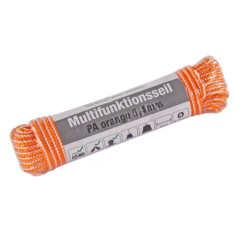 Výhodná koupě | KesTek Multifunkční lano PA 15 m / 5,4 mm, oranžové