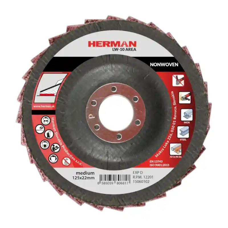 HERMAN Lamelový kotouč na ocel a neželezné kovy 125 mm/medium LW-10 Area Non-woven - Akce končí brzy