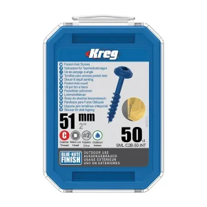 Nový produkt | Kreg Blue-Kote Maxi-Loc Šrouby pro skryté spoje - 51 mm, hrubý závit, 50 ks