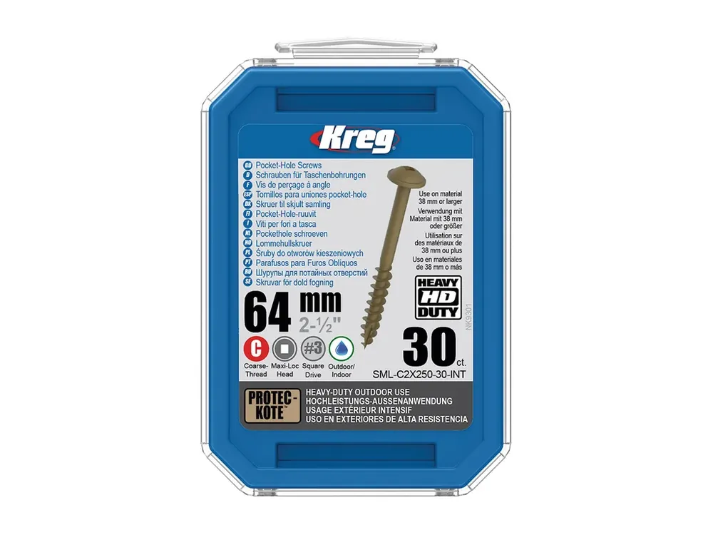 Kreg Protec-Kote Maxi-Loc HD Šrouby pro skryté spoje - 64 mm, hrubý závit, 30 ks | Slevy