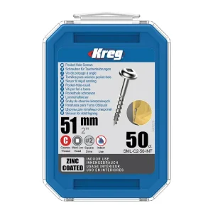 Kreg Zinc Maxi-Loc Šrouby pro skryté spoje - 51 mm, hrubý závit, 50 ks - Profesionální kvalita