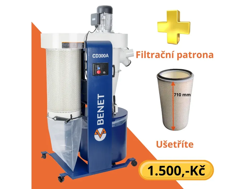 Nyní k dispozici | Cyklonový odsavač BENET CD300A + Filtr