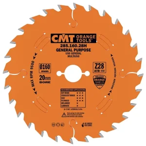 Zvýhodněná cena - CMT Orange Industrial Pilový kotouč pro podélné a příčné řezy - D160x2,2 d20 Z28 HW Odhlučněný