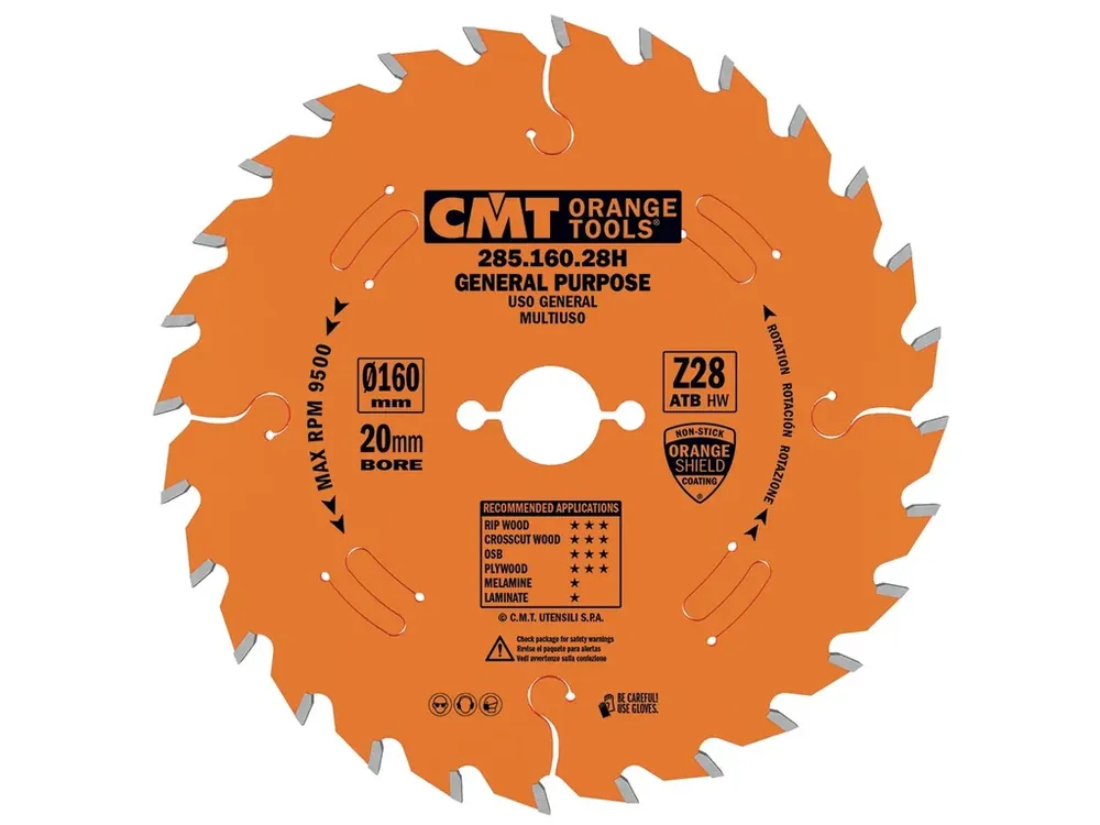 Zvýhodněná cena - CMT Orange Industrial Pilový kotouč pro podélné a příčné řezy - D160x2,2 d20 Z28 HW Odhlučněný