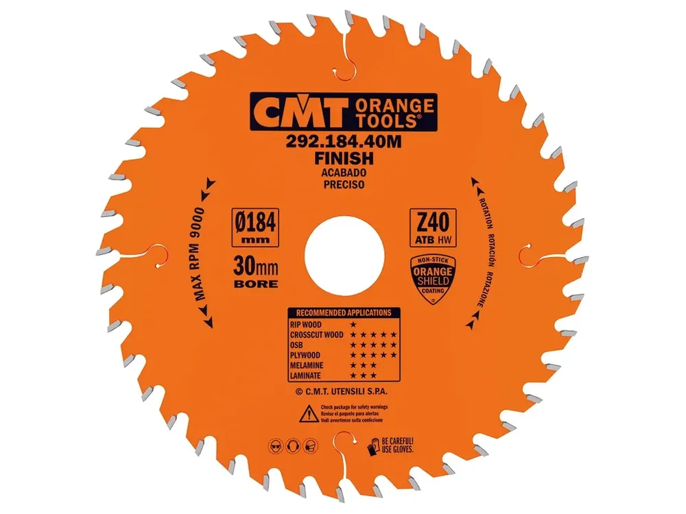 Velmi populární | CMT Orange Pilový kotouč pro elektronářadí, finální řez - D184x2,6 d16 Z40 HW
