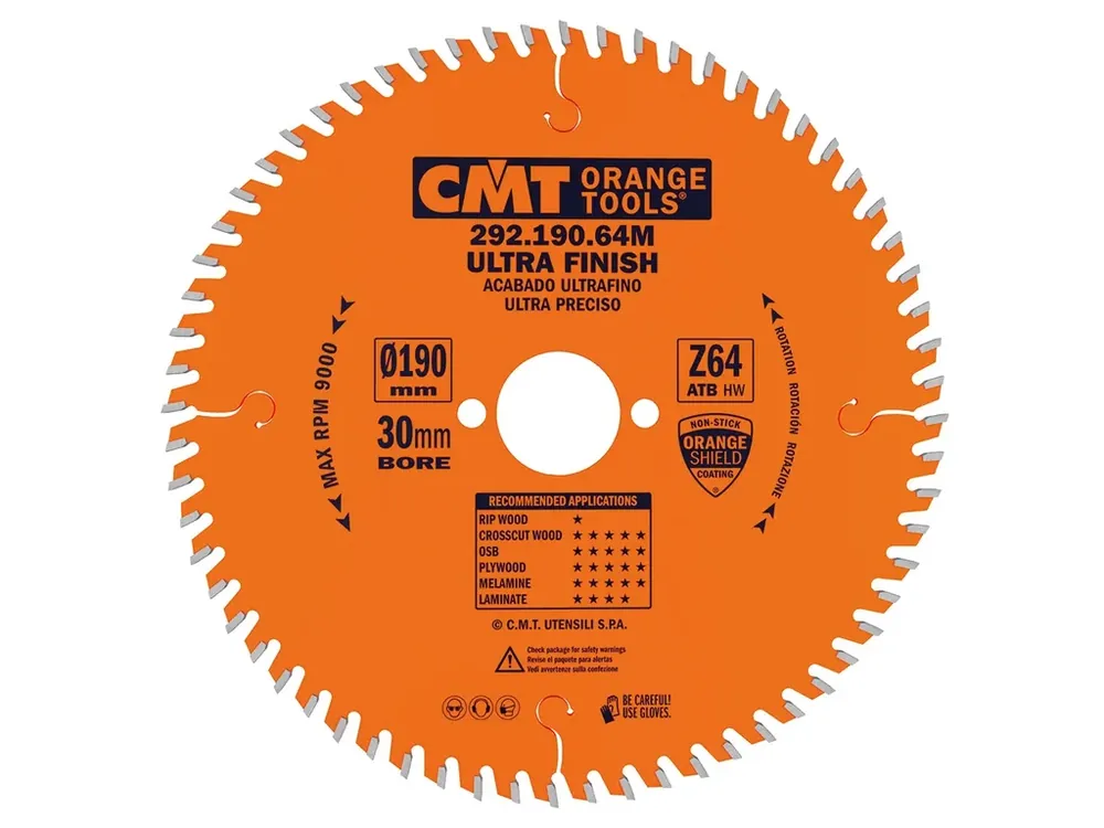 Výhodná cena | CMT Orange Pilový kotouč pro elektronářadí, finální řez - D190x2,6 d30 Z64 HW