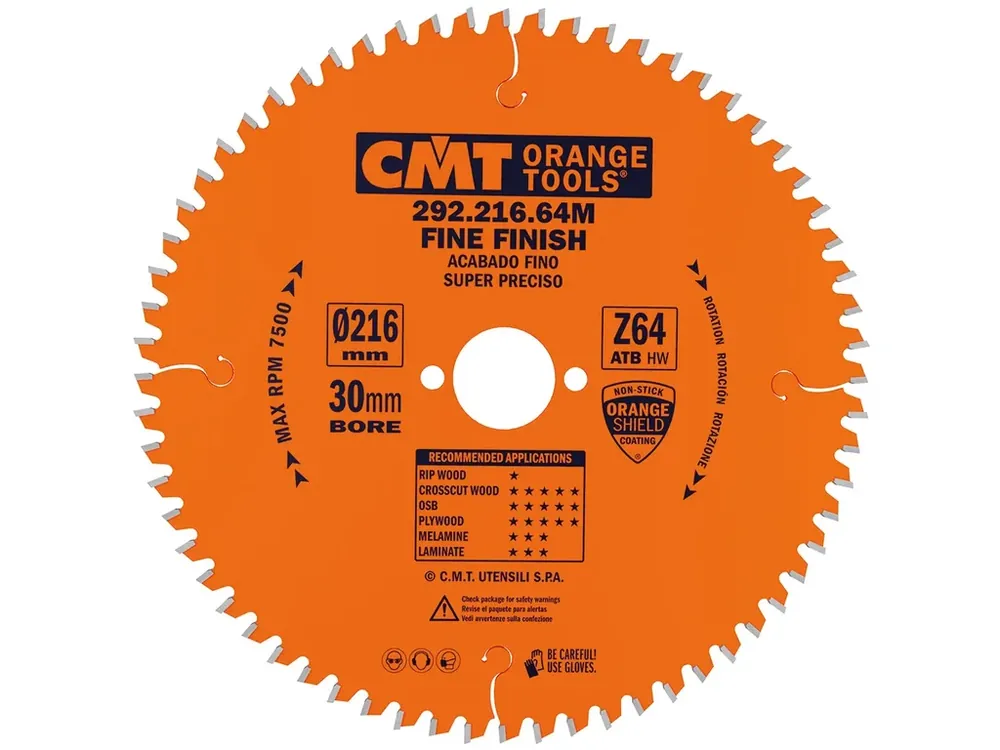 CMT Orange Pilový kotouč pro elektronářadí, finální řez - D216x2,8 d30 Z64 HW -5°Neg - Sleva navíc
