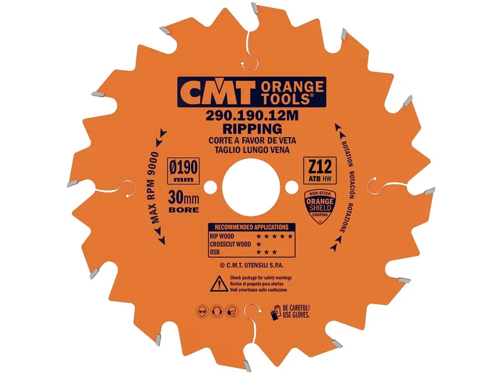 Doporučujeme | CMT Orange Pilový kotouč pro elektronářadí, podélný řez - D190x30 Z12 HW