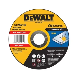 Kvalitní produkt | Kotouč řezný na nerezovou ocel 125mm x 1,6mm x 22,23mm DeWalt DT43906-QZ