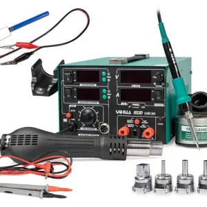 YIHUA 853D3A Kombinovaná pájecí stanice se zdrojem 0-15V / 3A + USB - Vysoká kvalita