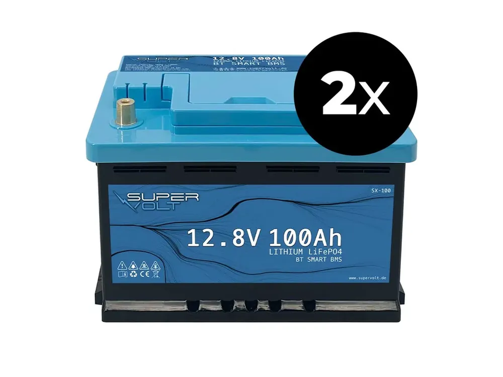 Výhodná koupě | SuperVolt 200Ah 12,8V Set Supervolt LiFePO4 200Ah 12,8V lithiová baterie – sada 2x SX100
