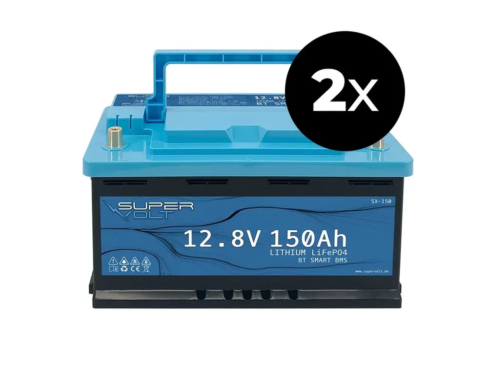 SuperVolt 300Ah 12,8V Set Supervolt LiFePO4 300ah 12,8V lithiová baterie – sada 2x SX150 | Velmi oblíbený produkt