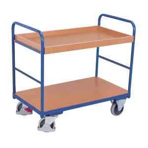 Policový vozík, 2 police s ohraněním, Variofit, ložná plocha 85 x 50 cm, do 250 kg, modrá/antracit - Objednejte nyní
