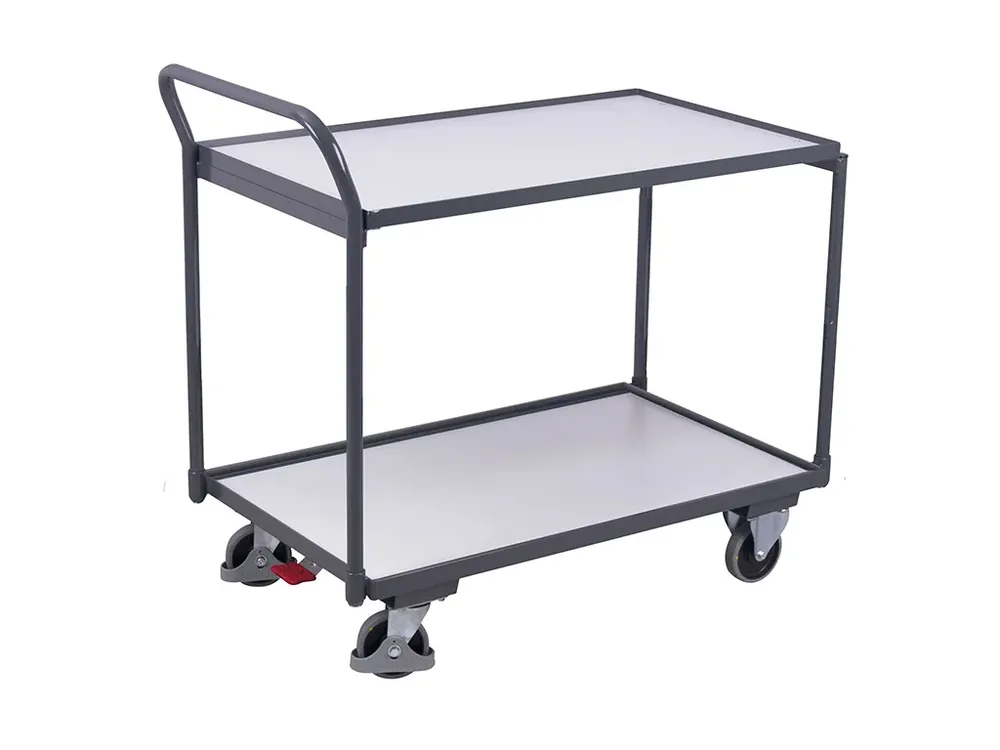 Výprodej - Antistatický policový vozík s madlem, 2 police (98 x 59 cm), Variofit, do 250 kg