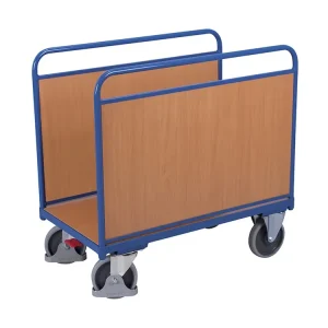 Omezené množství | Plošinový vozík se dvěma plnými stěnami, Variofit, ložná plocha 126 x 74 cm, do 500 kg, modrá/antracit