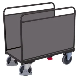 Plošinový vozík se dvěma plnými stěnami, Variofit, ložná plocha 100 x 64 cm, do 500 kg, modrá/antracit | Nově k dispozici