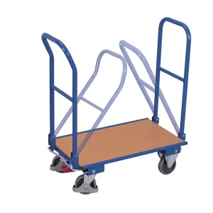 Plošinový vozík se dvěma sklopnými madly, Variofit, ložná plocha 72 x 45 cm, do 150 kg, modrá/antracit - Ušetřete nyní