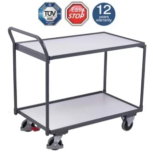 Pouze dnes - Antistatický policový vozík s madlem, Variofit, 2 police (83 x 49 cm), do 250 kg
