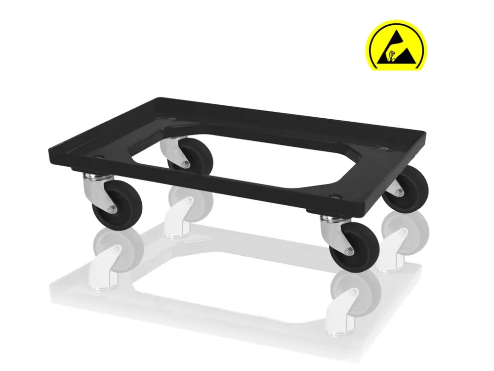 Podvozek pro přepravky 60 x 40 cm, ESD, polyamidová kola | Zbývá jen pár kusů