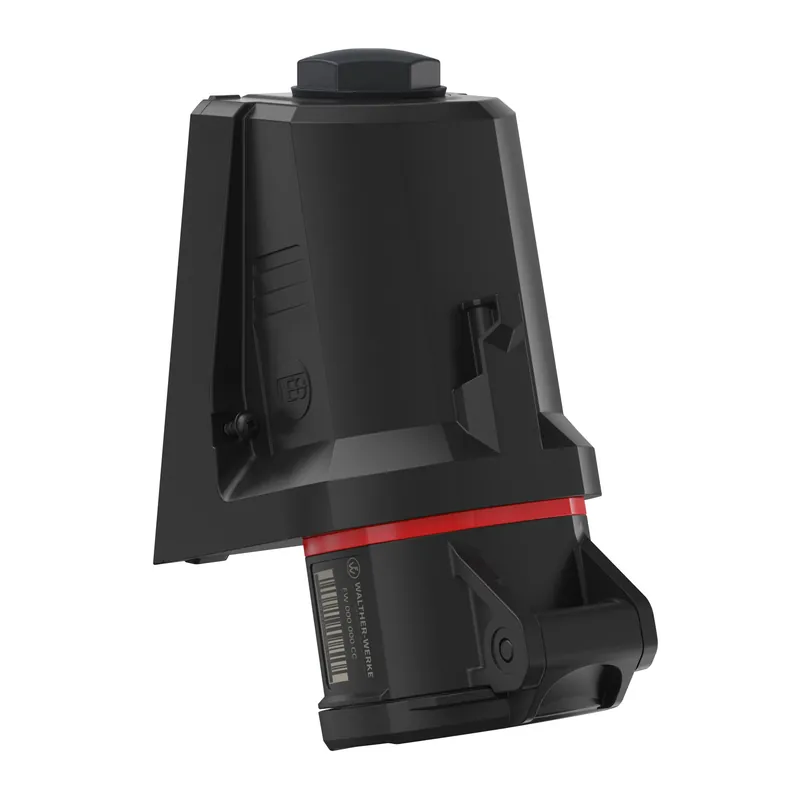 Nově k dispozici | WALTHER FW110506SK CEE Nástěnná zásuvka NEO, 16A 5P 400V 6h, IP54, se šroubovým připojením, černá/červená