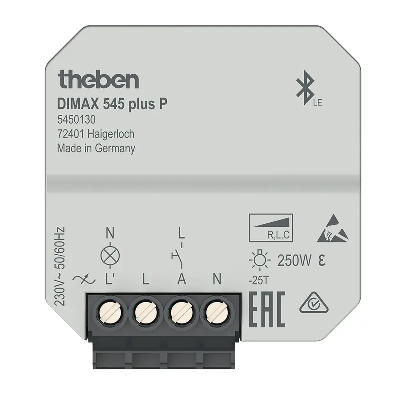 Časově omezená nabídka | THEBEN 5450130 DIMAX 545 plus P Univerzální stmívač pod omítku s Bluetooth, aplikací a časovými funkcemi