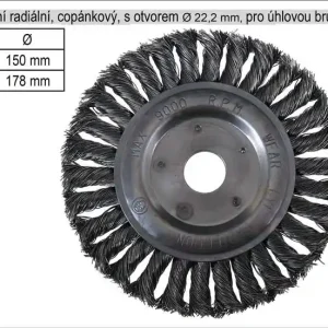 Kartáč rotační radiální 178mm copánkový pro úhlovou brusku | Už jen pár kusů