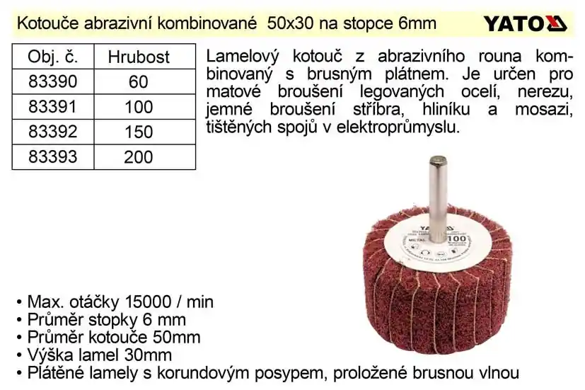 Mezi nejprodávanějšími - Brusný kotouč stopkový abrazivní kombinovaný 50x30 P-200