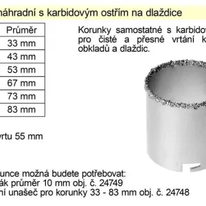 Korunka náhradní 43 mm s karbidovým ostřím na dlaždice | Do vyčerpání zásob