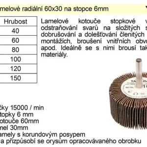 Kotouč lamelový radiální na stopce 60x30 P-60 | Nyní k dispozici