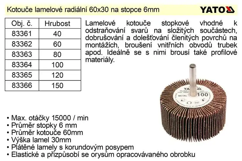Kotouč lamelový radiální na stopce 60x30 P-60 | Nyní k dispozici
