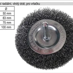 Kartáč rotační radiální 75mm vlnitý drát pro vrtačku - Rychle mizí