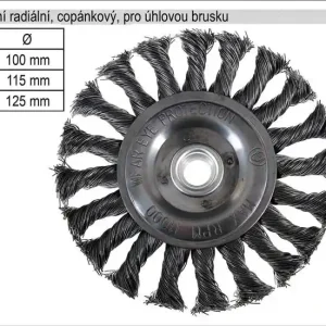 Kartáč rotační radiální 100mm copánkový pro úhlovou brusku | Špičkový produkt