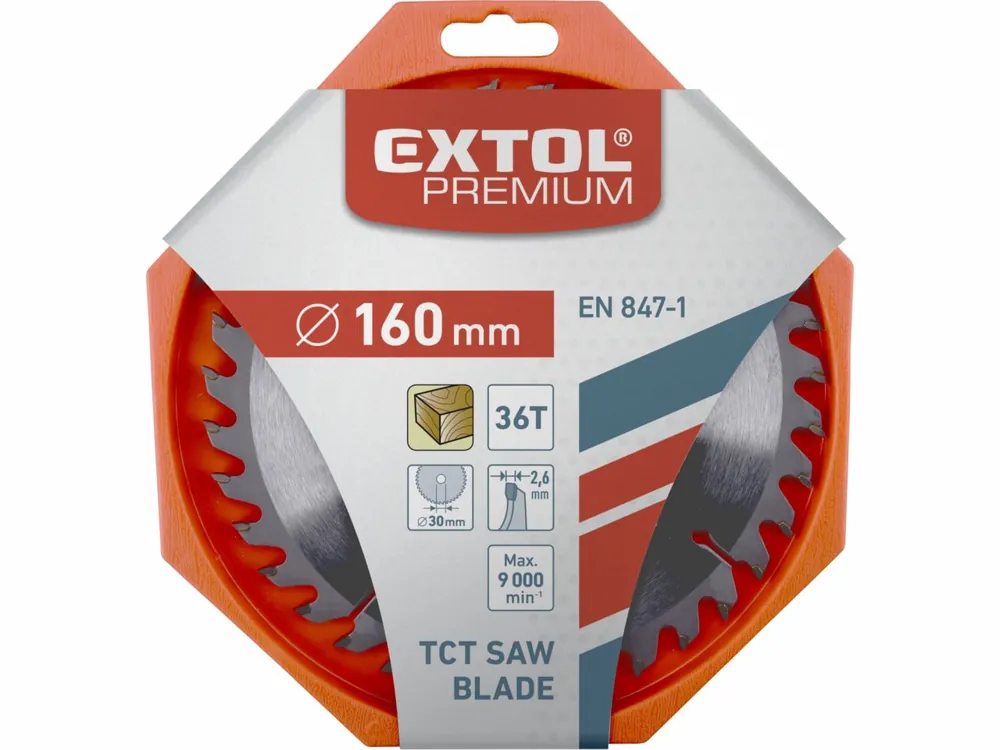 kotouč pilový s SK plátky, 160x2,0x30mm, 36T, šířka SK plátků 2,8mm, SK, EXTOL PREMIUM | Zbývá pár kusů