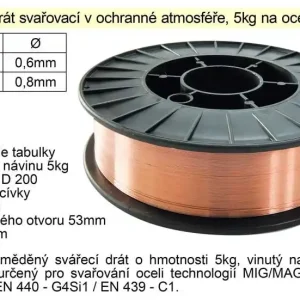 Připraveno k expedici | Drát svařovací v ochranné atmosféře 0,6mm/5kg na oc