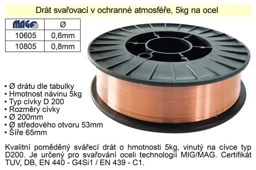 Připraveno k expedici | Drát svařovací v ochranné atmosféře 0,6mm/5kg na oc