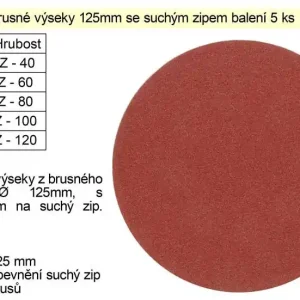 Omezené zásoby - Brusný výsek 125mm Z 60 se suchým zipem balení 5 kusů