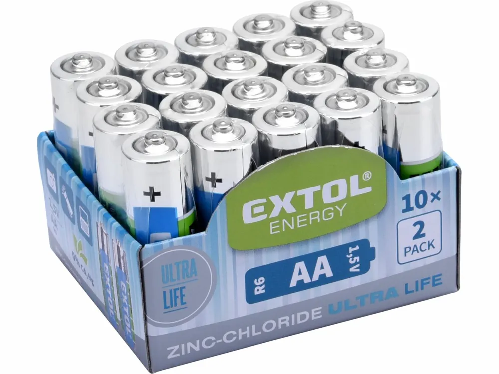 Oblíbený produkt | EXTOL ENERGY Tužkové baterie AA 1,5V (LR6) ZnCl balení 20ks