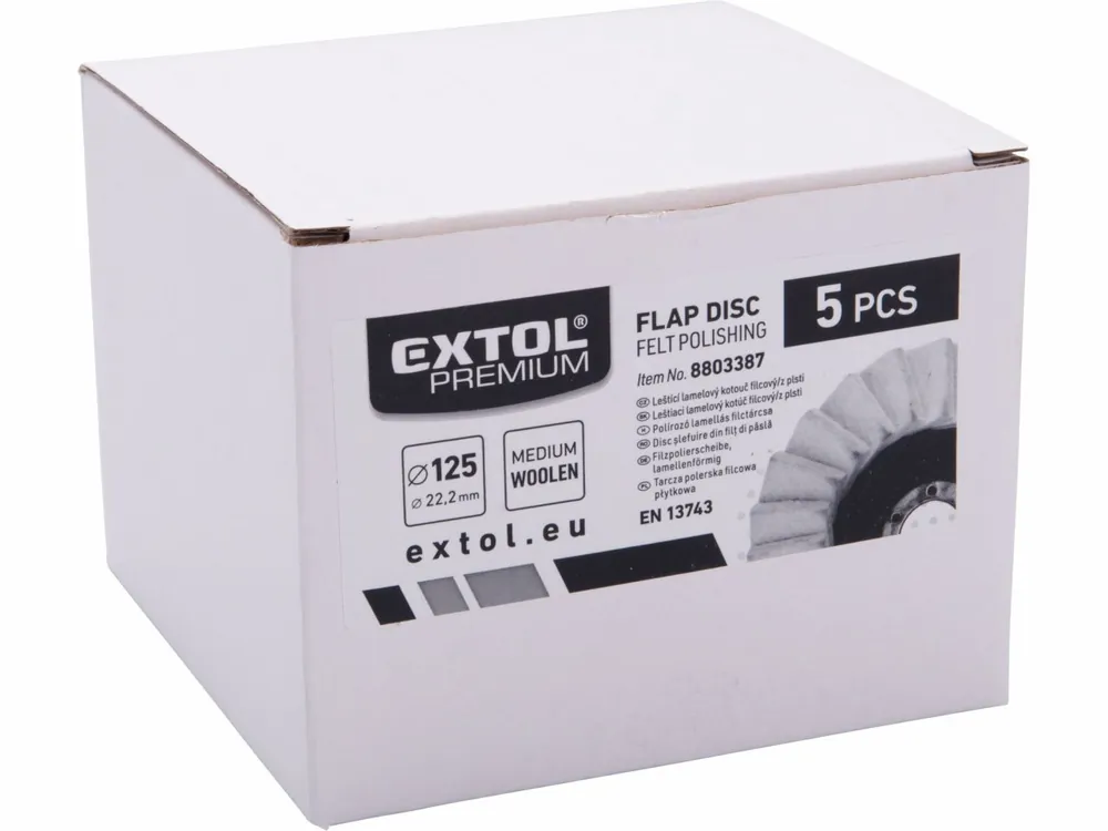 Speciální nabídka | EXTOL PREMIUM kotouč leštící filcový plstěný, lamelový šikmý 125mm