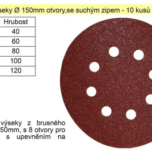 Novinka v sortimentu | KONNER D38 Brusný výsek s otvory 150mm P100 se suchým zipem balení 10 kusů
